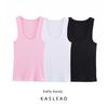 Kaslead New Arrival Women's Clothing Fashion Style Three Colors Tight Round Neck Plaid Sling Tops 3253339