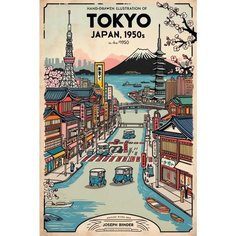 Vintage Japan Travel Poster Print For Office Living Room Home Decor Fuji Mountain Tokyo Osaka Landscape Canvas Painting Wall Art