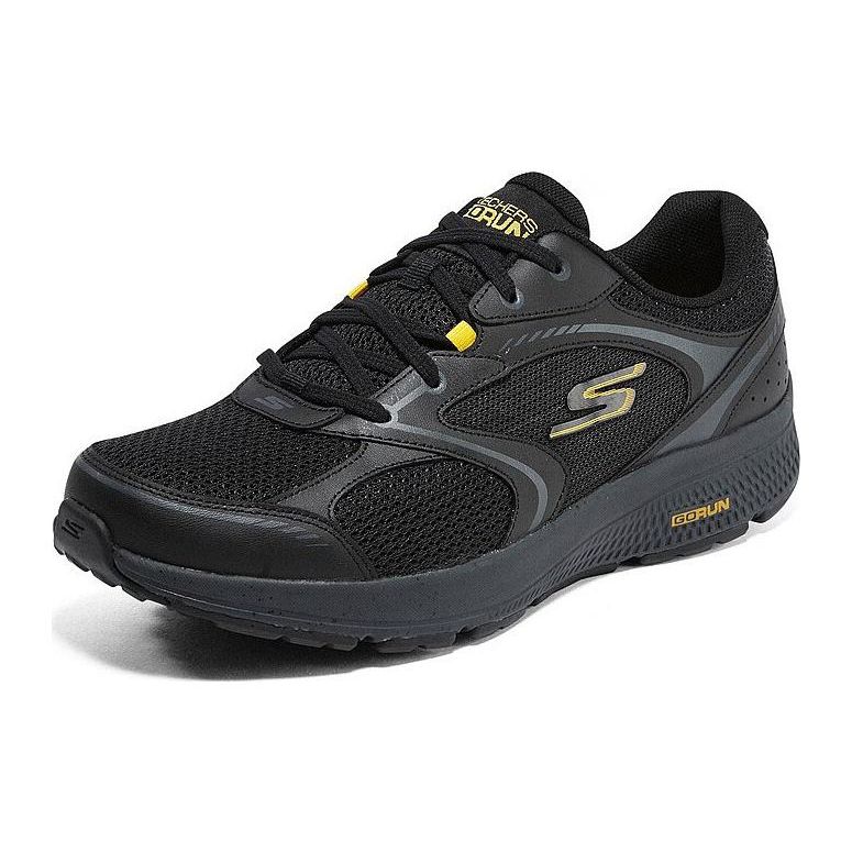 Skechers Go Lightweight Shock Absorbing Knee Support Running Shoes Men sneakers Black Gold 220371-BKYL