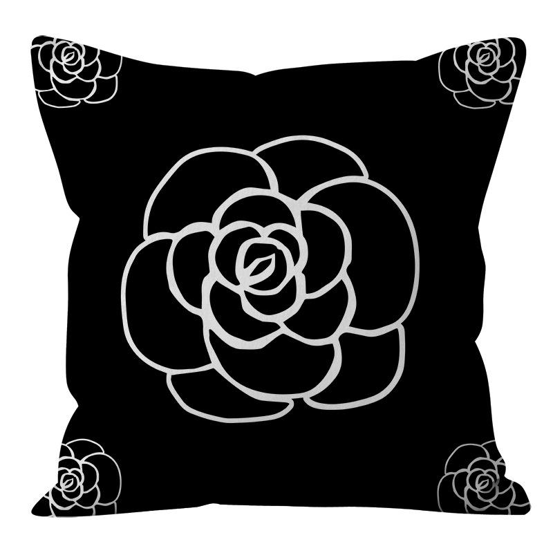 Nordic Ins Style Simple and Light Luxury Lines Black and White Plaid Pillow Case Pillow Lunch Break Pillow Sofa Cushion