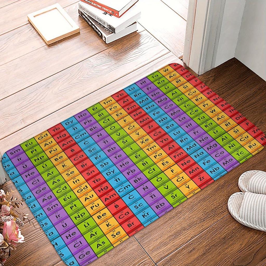 Science Theme Pattern Carpet Mat Rug Home Decoration Teacher Element Periodic Table Design Educational Non Slip Durable