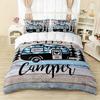 3pcs Blue Happy Camping Winnebago 3D Printed Bedding Set Cozy Duvet Cover King Queen Twin Size Birthday Gift Bedroom Decoration