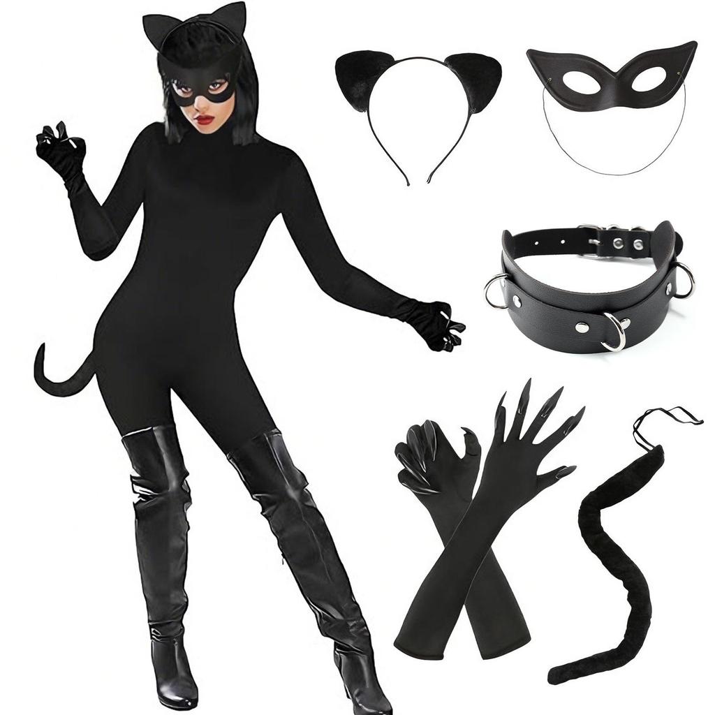 Halloween Sexy Catwoman Cosplay Set: Cat Ears & Tail Accessories