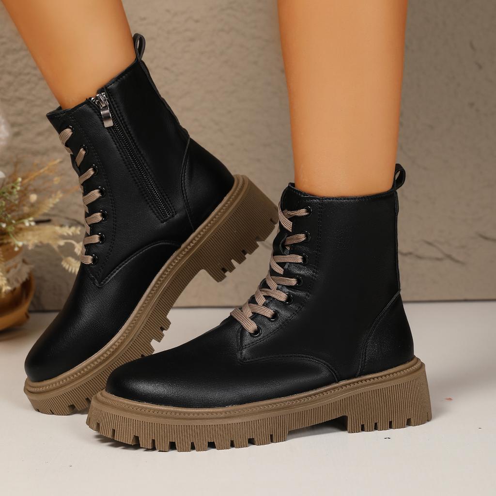 Leather Ankle Boots Female 2026 New Plush Thickened Cotton Women Shoes High Winter Warm Short Boots Warm Non-slip Boots Women
