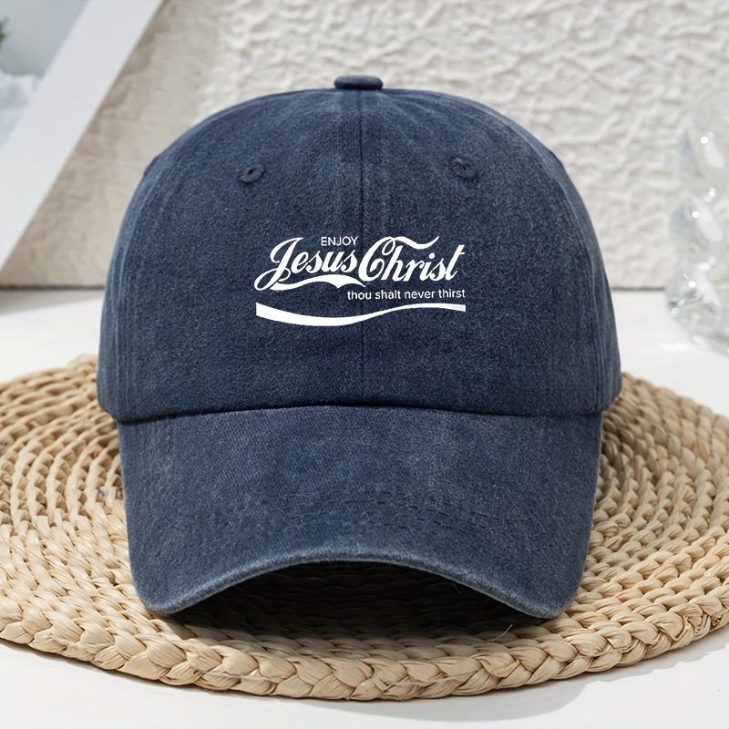 Jesus Christ White Letter Print Old Washed Baseball Cap Unisex Dad Hat Outdoor Sun Hat
