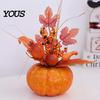 Autumn Living Room Decorations Mini Fall Artificial Pumpkin Decoration, Farmhouse Thanksgiving Foam Centerpiece Seasonal Housewarming Gifts with Maple
