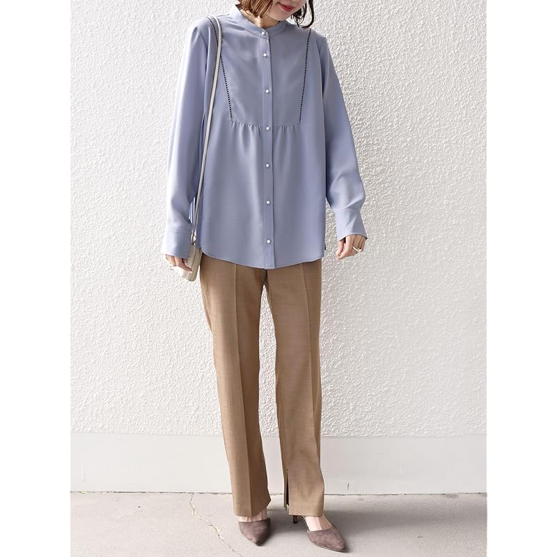 [Ships Ladies] SHIPS for women blouse Hand washable stretch georgette pleats 24SS ladies 311100734 sky blue M