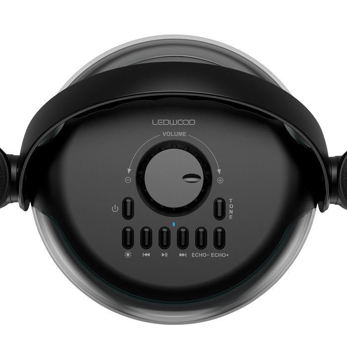 Enceinte Autonome Ledwood PLAYKARAOKE 120W, LED RVB, Bluetooth USB, 2 Micros sans fil, Effets Vocaux, Compatible TV Connectée