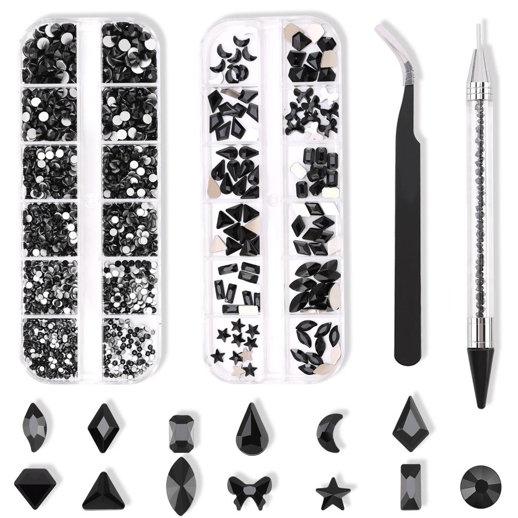 12 Gitter, Maniküre Diamant Sonderform Flachboden Strassstein, Maniküre Schmuck Diamant DIY Nageldekoration