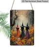 2D Flat Three Witches Autumn Forest Vintage Metal Sign - 8.0x12.0inch Aluminum Wall Art, Gothic Halloween Witch Decor for Home, Garden - Easy Install