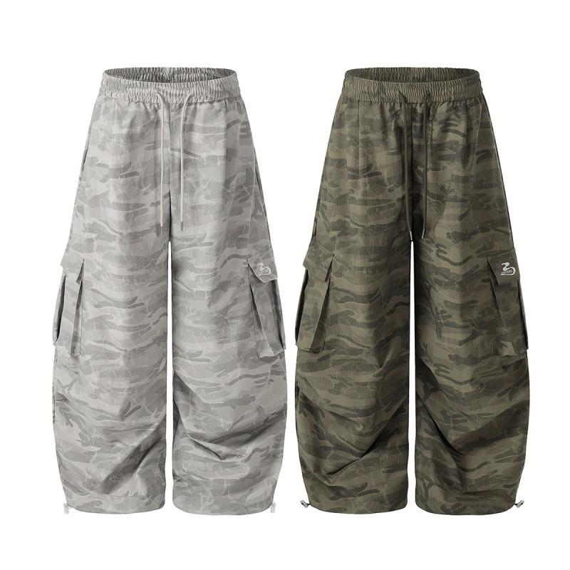 2026 American Outdoor Camo Cargo Pants Loose Fit Straight Leg Trousers Men Women