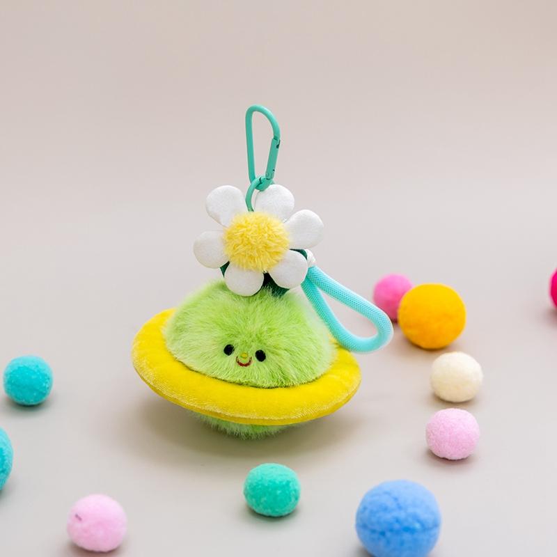 Pendentif Planète Jouets en Peluche Remplis Saturne Marguerite Lune Cocotier Terre Tulipe Porte-clés Multicolore Accroches pour Sac à Dos Pour Cadeaux