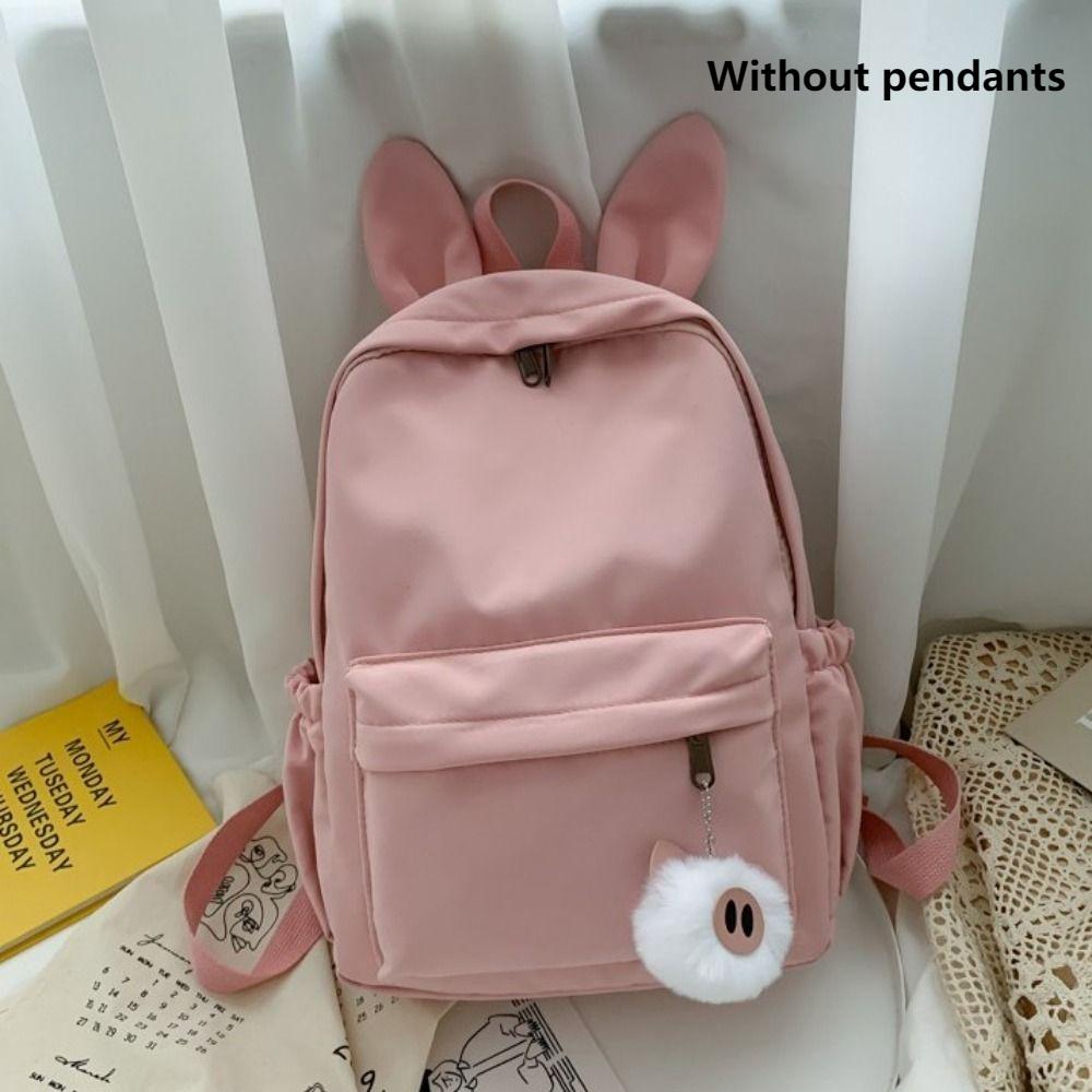 New Rabbit Ear Student Backpack Large Capacity Solid Color Women Backpack Adjustable Strap Lightweight Travel Bag Students