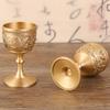 European Wine Glass, Brass Vintage Portable Golden Cup, Carved Mini Spirit Vodka Cup, Tabletop Living Room Decoration, 30ml,1pcs