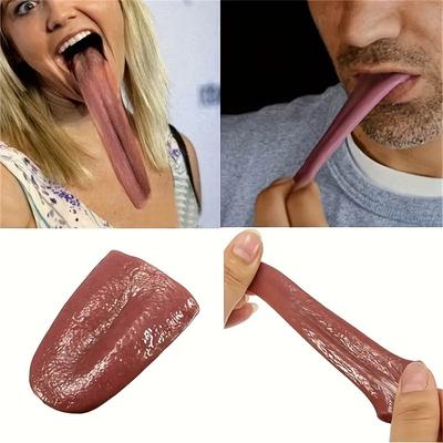 Halloween Fake Tongue Realistic False Tongue Horrible Stretchable Tongue Prop Halloween Magic Trick Accessories
