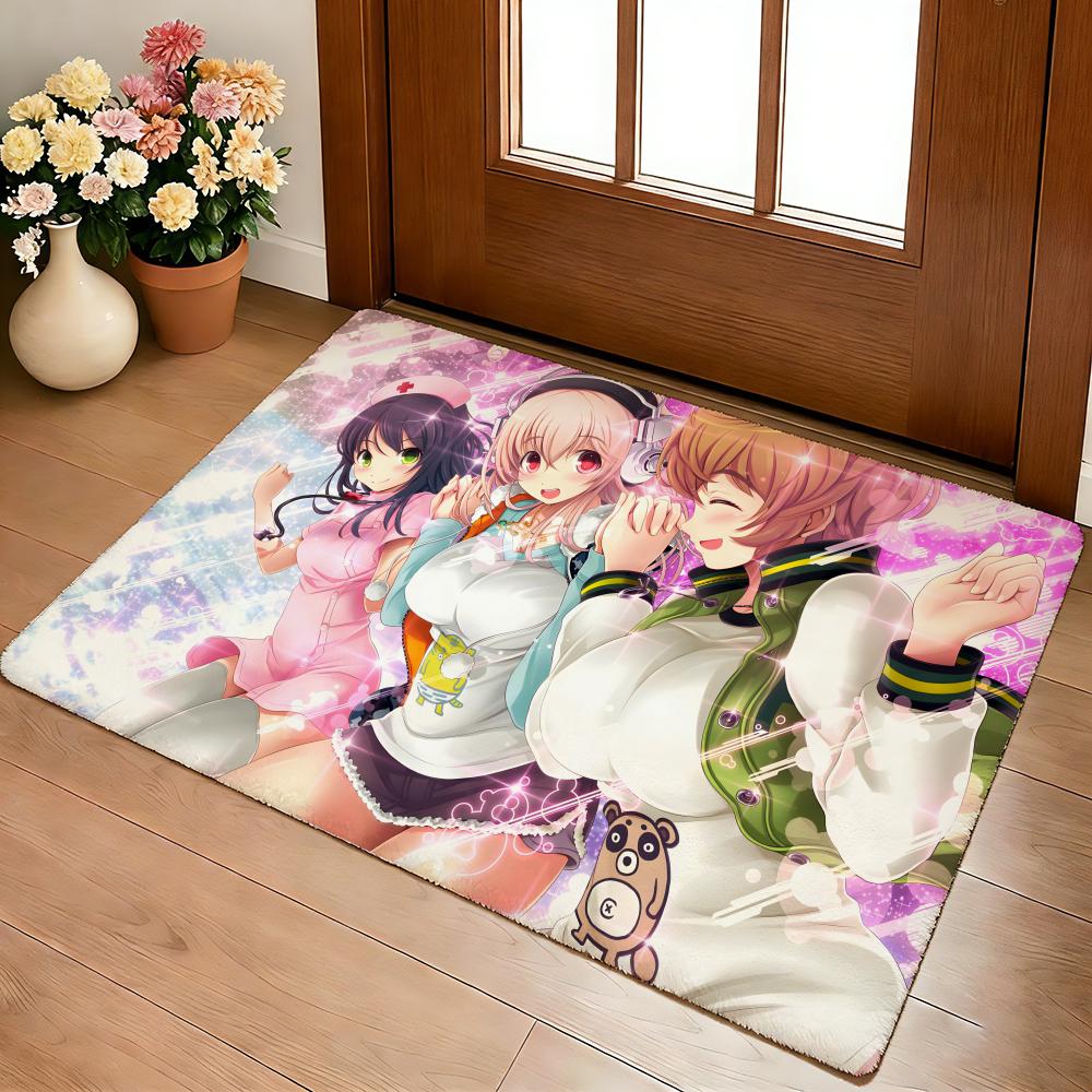 S-Super Sonico Classic Floor Mat Cozy Flannel Soft Thick Non-Slip Mat for Living Room Bedroom Kitchen Decor Rugs