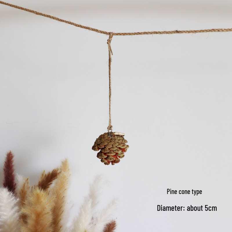 

Retro-Style Solid Wood Dried Fruit Ornament with Hemp Rope - DIY Home Decor for Wall or Ceiling