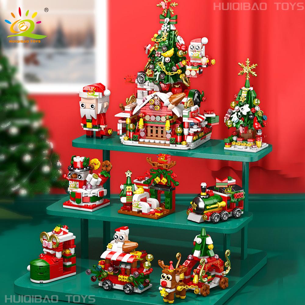 Non-Toxic Christmas 8In1 Santa Claus Tree Model Building Block Diy Elk Snowman Bricks Ornament Toys For Children Adult Gift