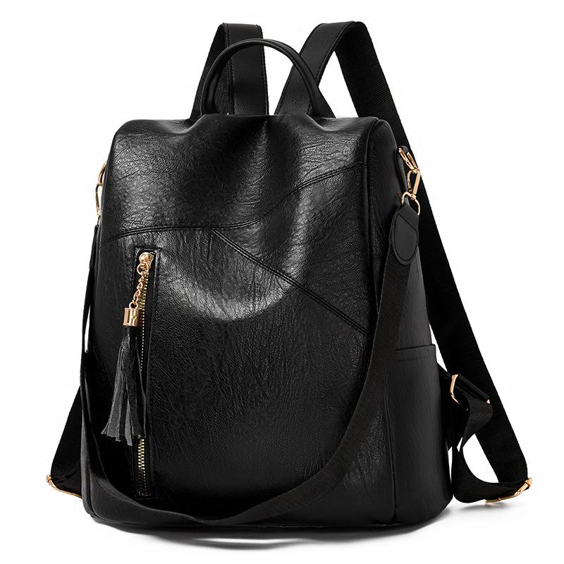 Schoolbag soft leather anti-theft backpack new fashion commuter school bag women's large capacity leisure travel backpack