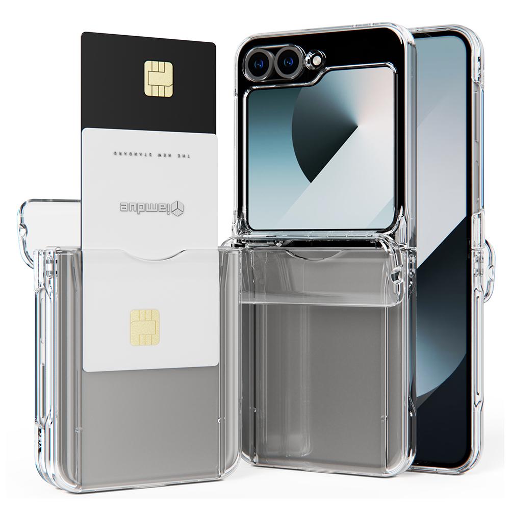 Luxury Wallet Card Holder Folding Phone Case For Samsung Galaxy Z Flip 4 5 6 7 Solid Color Hard Shockproof Full Protection Cover