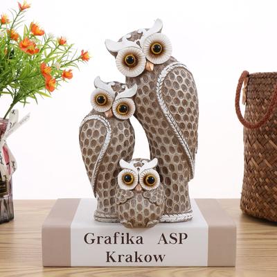 Cute Three Owl Statues Family, Home Decor, Owl Statues On Shelves, Owl Decor for Owl Lovers