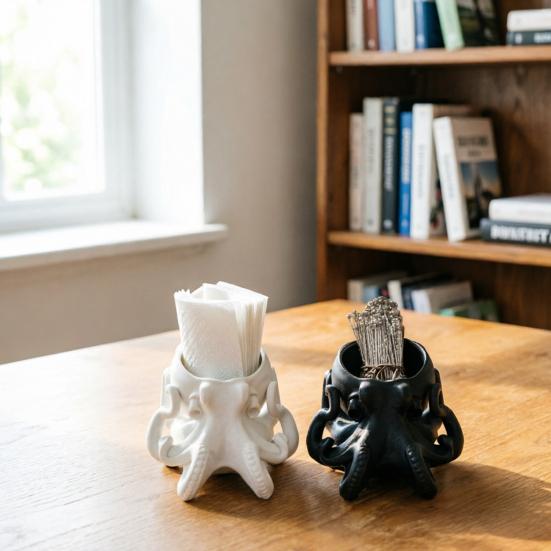 Organizzatore da scrivania polpo stampato in 3D, Scultura di polpo estetica scura, Carino contenitore porta tentacoli, Regalo di compleanno unico, Decorazione per specchiera, ingresso