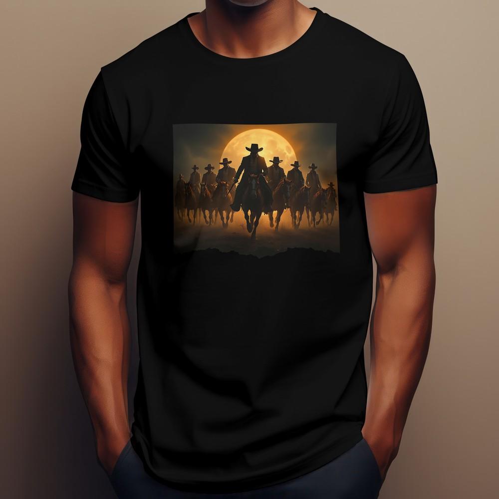 Cowboy Riders Moonlight Shirt, Western Grafik-T-Shirt, Wildwest Country-Stil