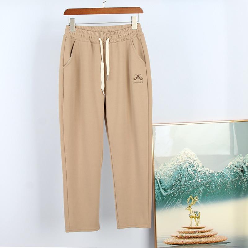 Winter velvet women's pants children's high waist casual embroidered trousers large size women's pants windproof pants black pants walking pants