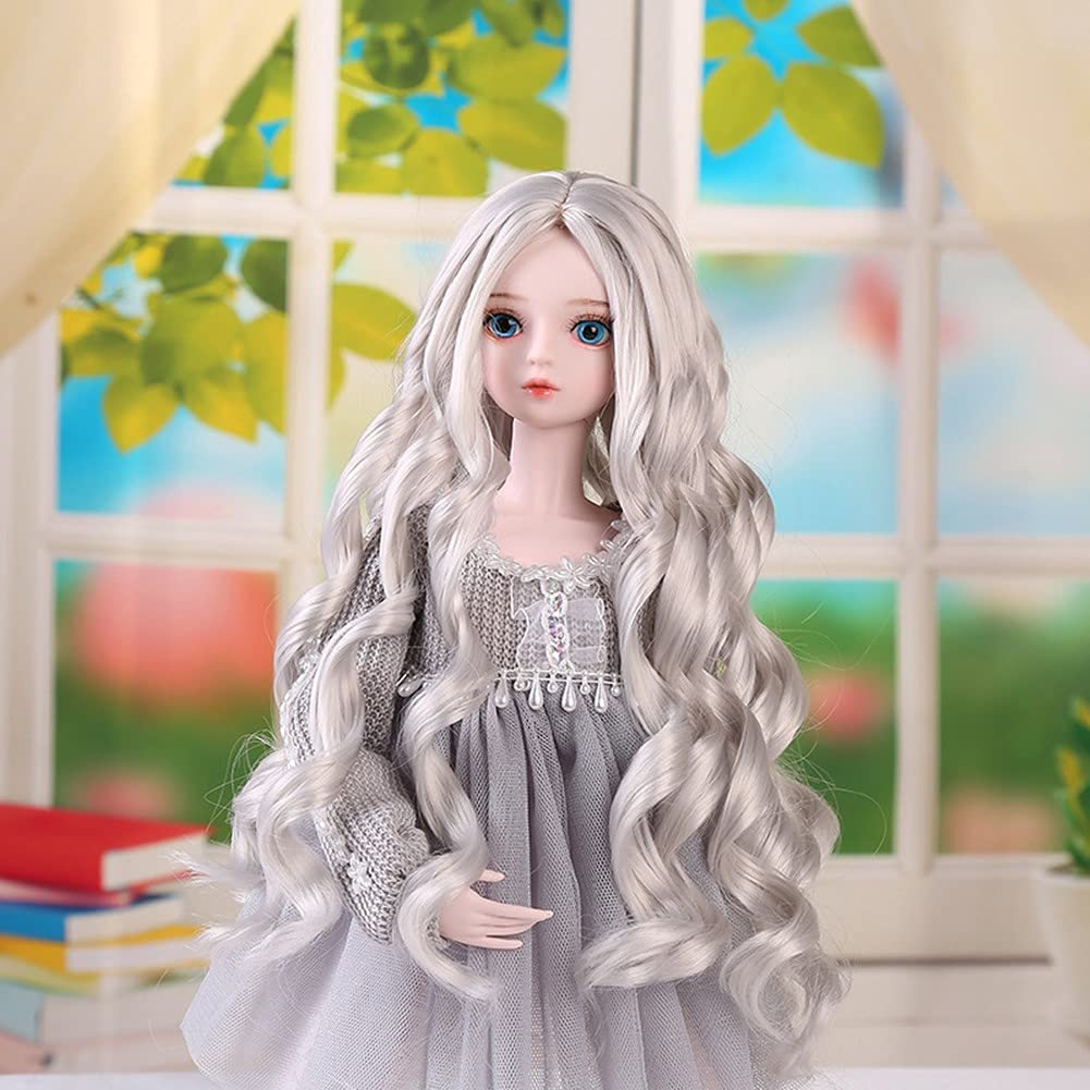 Doll Wig for and and Straight Heat Resistant Inch Head DIY Doll Hair Accessories 1/3 1/6 BJD/SD Dolls, Curly, Long, Hair, (180°C), 8-9 (21-24cm