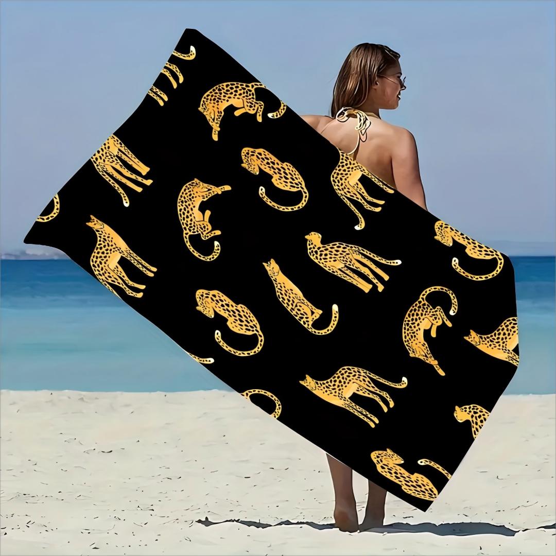 

Double Sided Cute Black Grey Cat Beach Towel Quick Dry Absorbent Funny Animal Print Towel for Summer Pool Swim Camping Vacation W30*H60(CM)