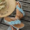 Large-Size Wedge Floral Thong Slippers – Summer New Fashionable Toe-Post Slide Casual Sandals for Women