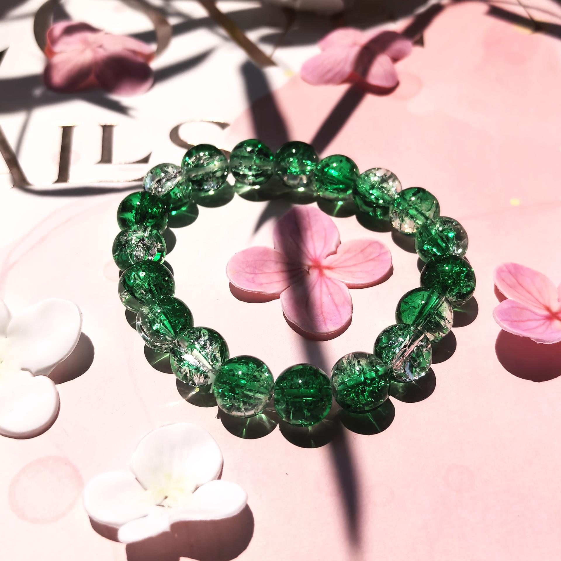 

Silky Soft Popcorn Glass Beaded Bracelet for Women, 10mm Beads, Youthful Style зелений