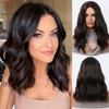 European and American Fashion Medium-Long Wave Wig, Black-Brown Long Wave High-Temperature Fiber Hairpiece