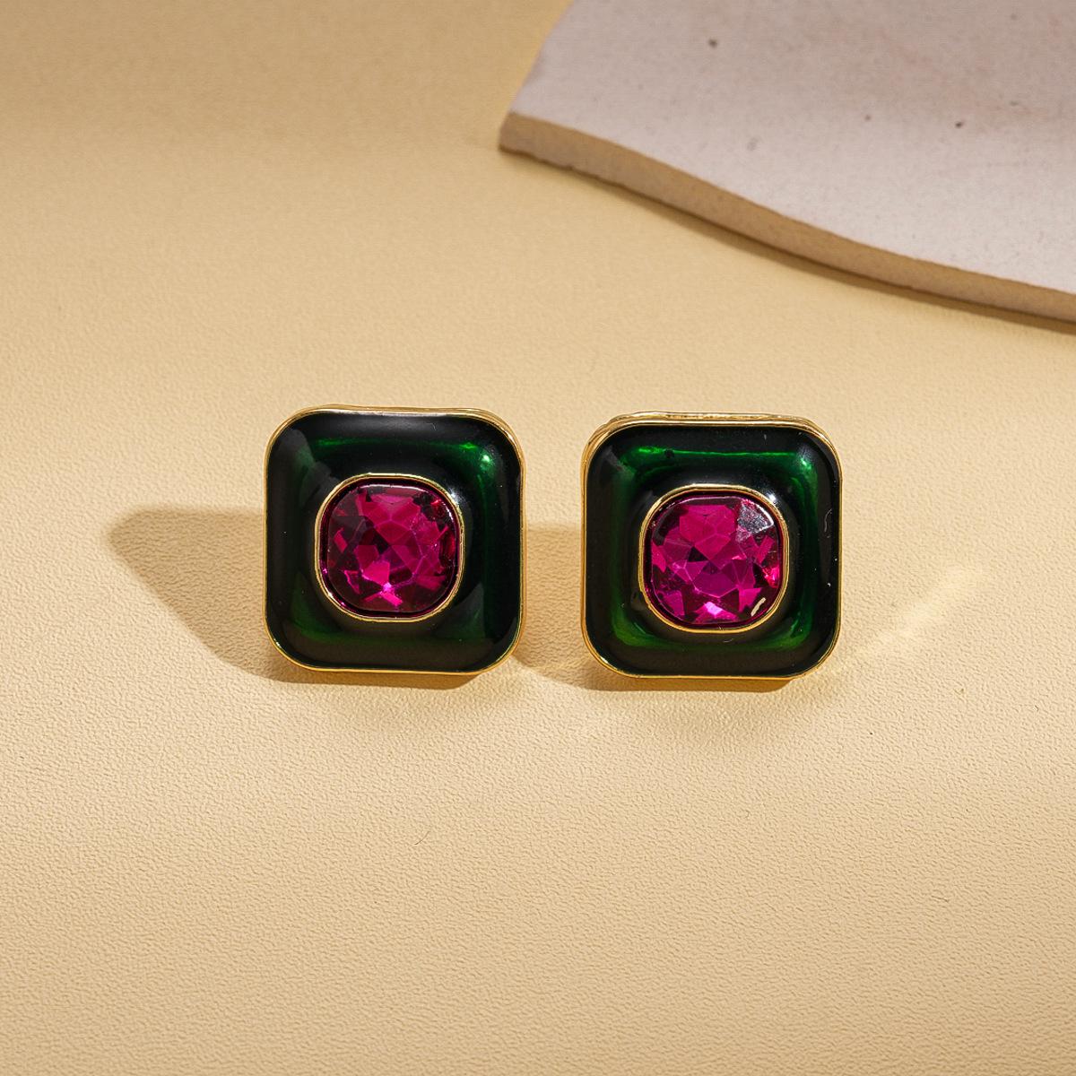 Европейская и американская бриллиантовая капельная геометрическая квадратная плетёная цветная цепочка для свитера ретро дворцовый стиль нишевое ожерелье