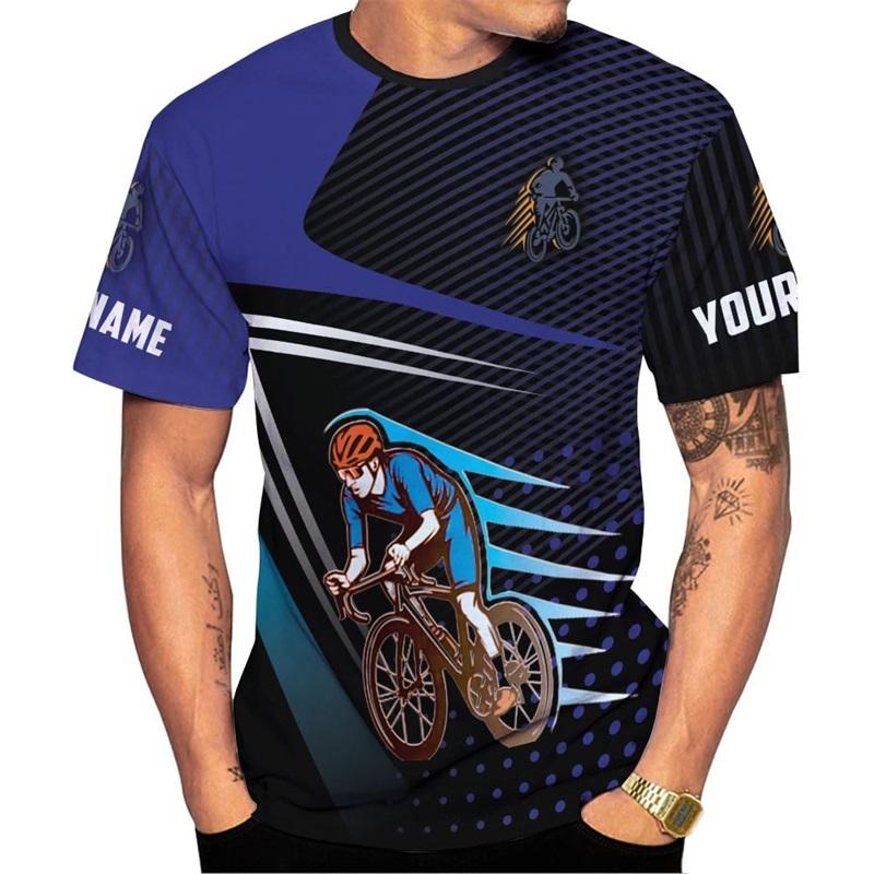Personalized Name 3D All Over Print Men's Cycling T-Shirts Short Sleeve Oversized Bicycle Biking Tee Shirts For Men Streetwear