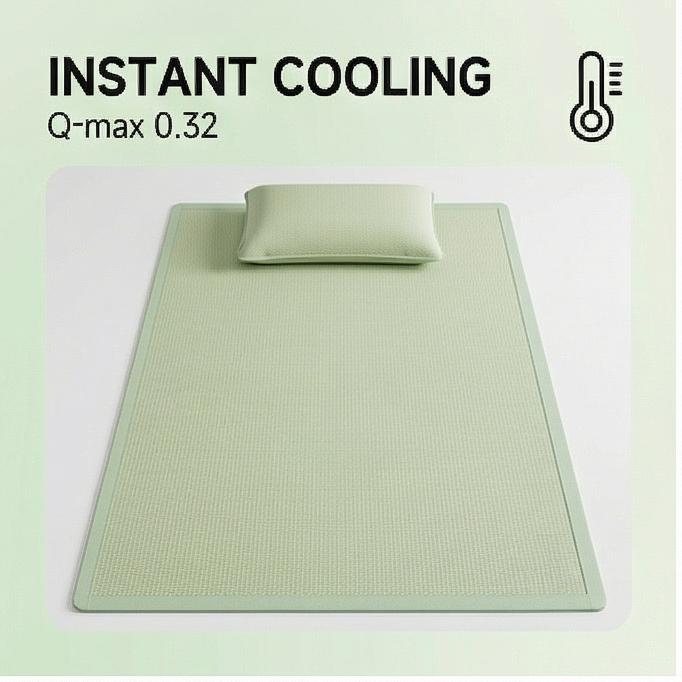 Summer Cooling Ice Vine Bed Mat, Foldable Soft Fabric, for Bedroom, Single Bed, with Pillowcases