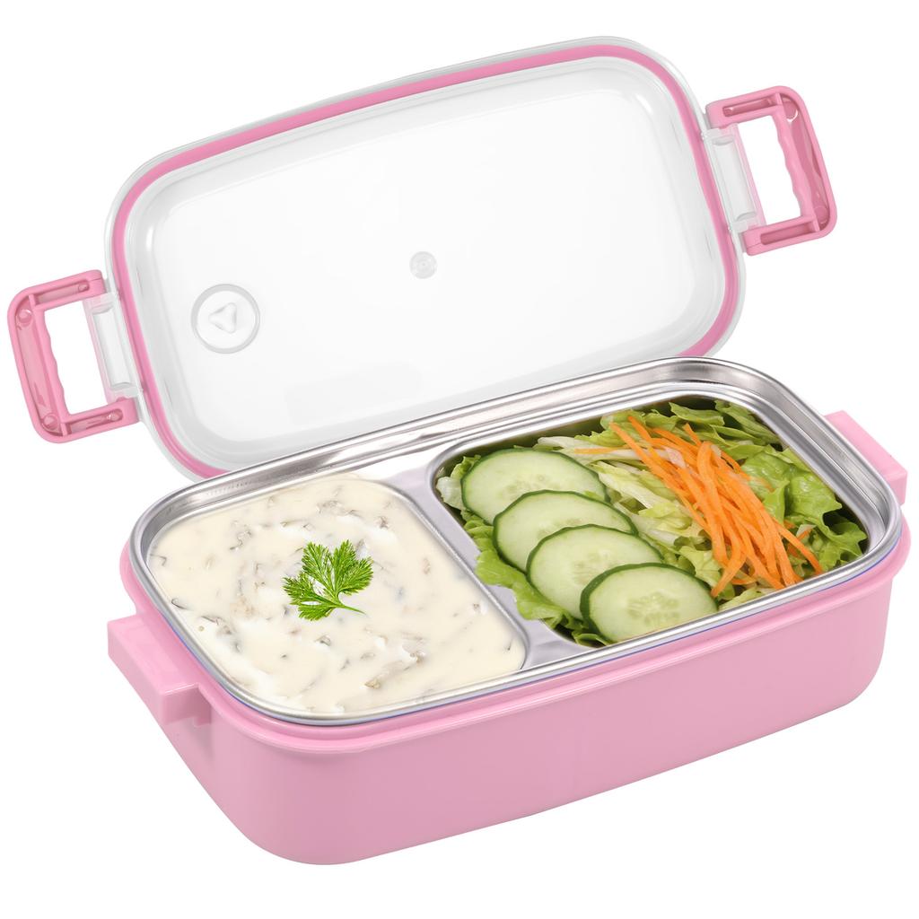 540 ML Lunchbox 304 Edelstahl Bento Boxen 2 Fächer Lebensmittelbehälter mit auslaufsicheren Deckeln für Studenten Büroangestellte