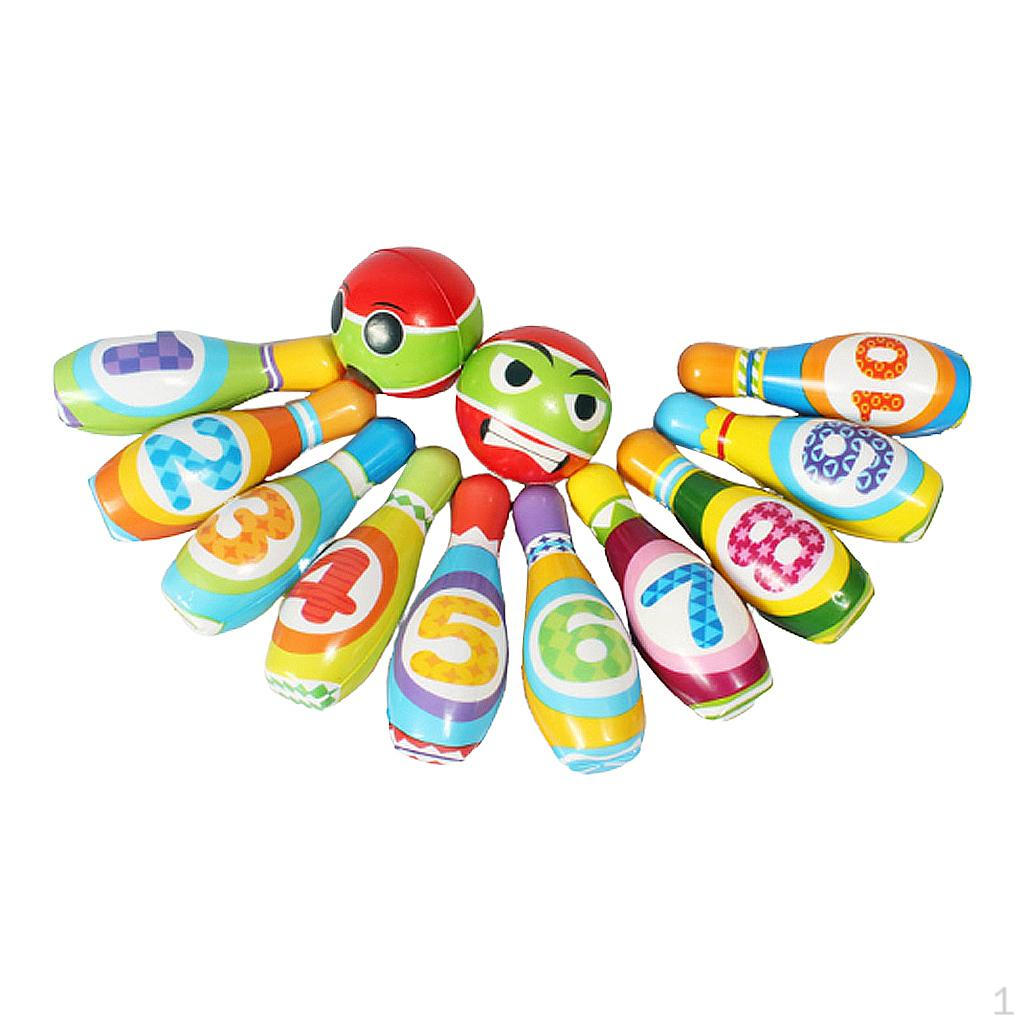 

12 шт. детский красочный набор для боулинга, развивающие игрушки для малышей, 10 кеглей 2