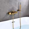 Badewannen-Duschset Wandmontiert Gold Wasserfall Badewannenarmatur, Kalt- und Warmwasser Weiß Bad- und Brausemischer Messing Schwarz/Chrom