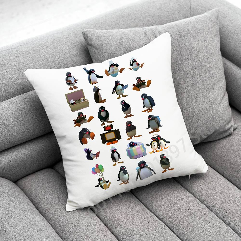 Penguin P-Pingu Funny Throw Pillow Case For 50X50Cm 40X40Cm 55X55Cm 45X45Cm 30X30Cm Square Bedroom Pillowcase Cover
