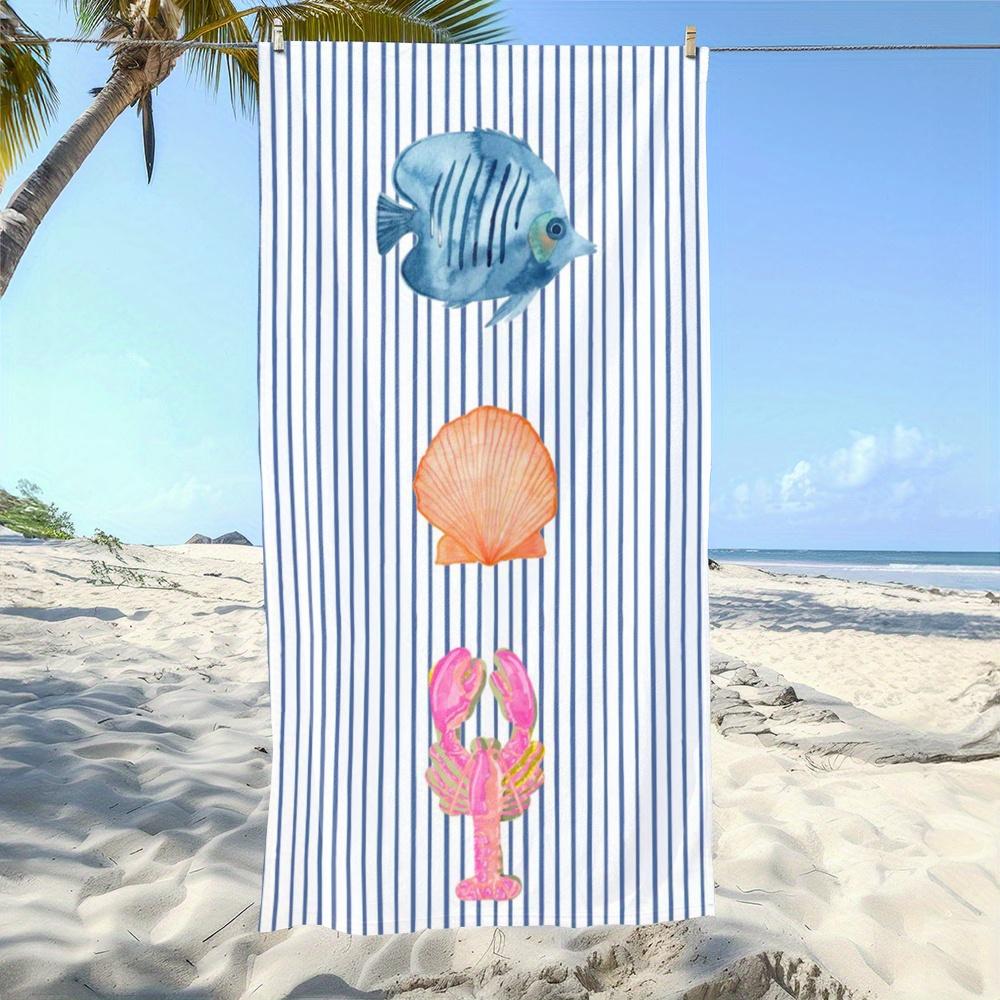 

Colorful Fish Shell Lobster Designs Beach Towel, Summer Enjoyment Quick Dry Soft W30*H60(CM)