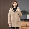 Women's 2024 Winter Fleece-Lined Thick Cotton Coat - Plus Size, Casual, Loose-Fit, Middle-Aged Style.
