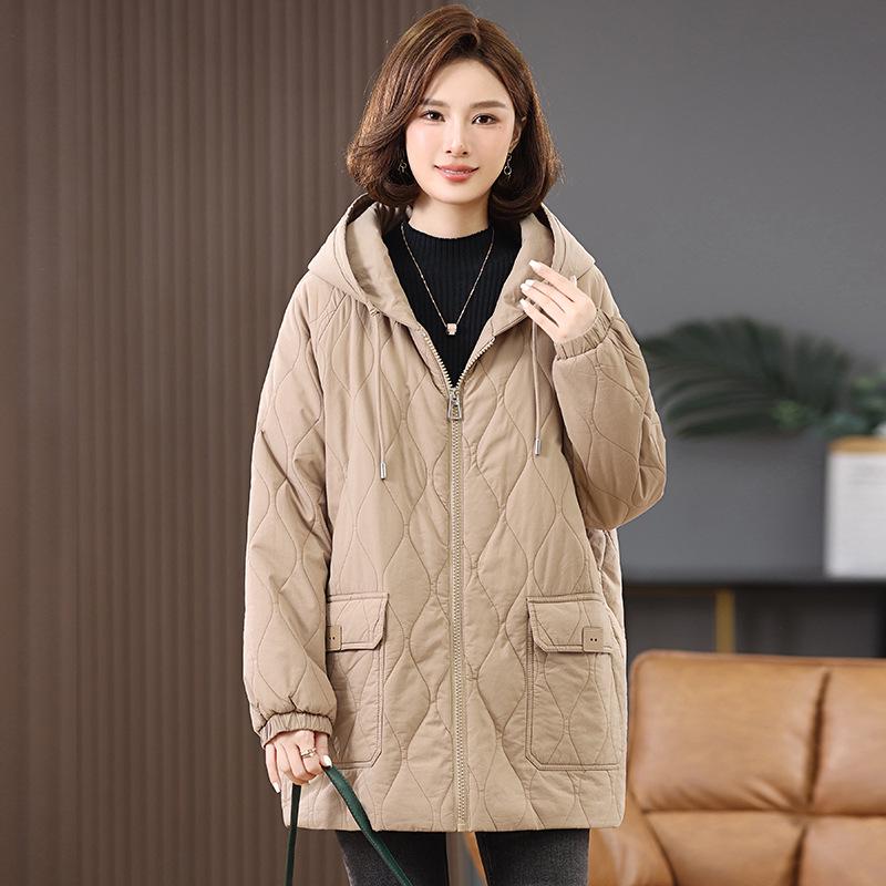 Women's 2024 Winter Fleece-Lined Thick Cotton Coat - Plus Size, Casual, Loose-Fit, Middle-Aged Style.