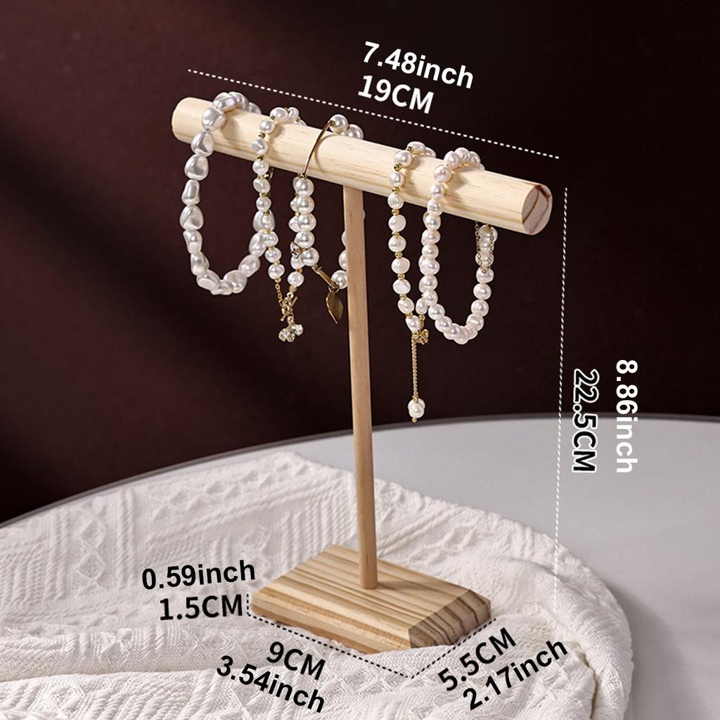 Wooden Bracelet Display Rack, T-shaped Jewelry Rack, Jewelry, Necklace, Watch Storage Rack, Minimalist Hanging Rack