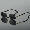 Trendy Retro Metal Gradient Shades Women Stylish Oval Vacation Beach Sunglasses Men's Chic Driving Anti UV Sun Glasses