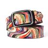Pure Cowhide Printed Belt, Rainbow Graffiti Genuine Leather Personality European and American Decorative Belt