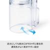 Like-it hygienic gargle cup with drainable water stand. Lightweight, clear resin mug, approximately 10cm wide x 7.2cm deep x 10cm high. Made in Japan.