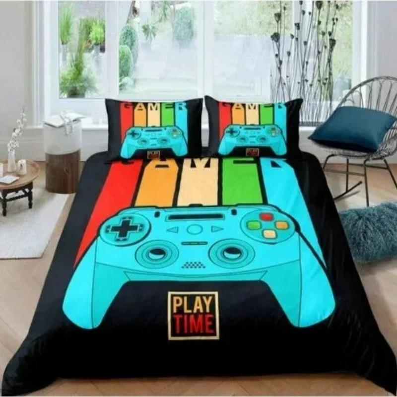 Gamepad Comforter Cover Gamer Bedding Set Teens Video Game Duvet Cover for Youth Boys Modern Game Controller Bedspread