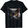 British Shorthair Cat Realistic Face Art Black T-Shirt(1)