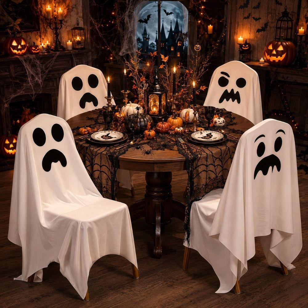 Pumpkin Halloween Dinner Chair Seat Cover Skull Pattern Festival Table Decor Home Decoration